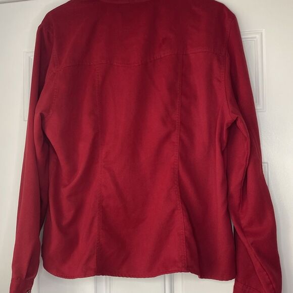 GNW Red Western Style Suede Feel Button Up Top Size XL - Picture 7 of 7